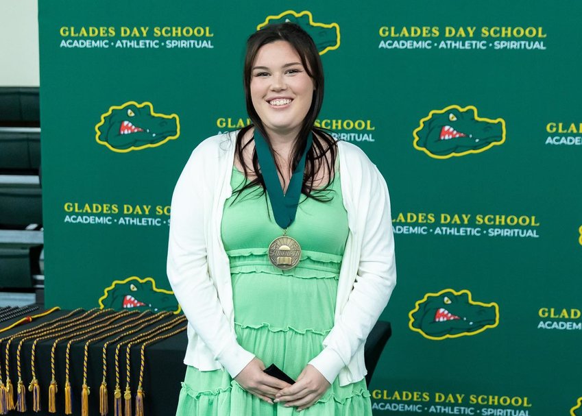 BELLE GLADE — Glades Day School senior Salutatorian Harley Crosby received the JPC Memorial Scholarship on Senior Class Night on May 12.